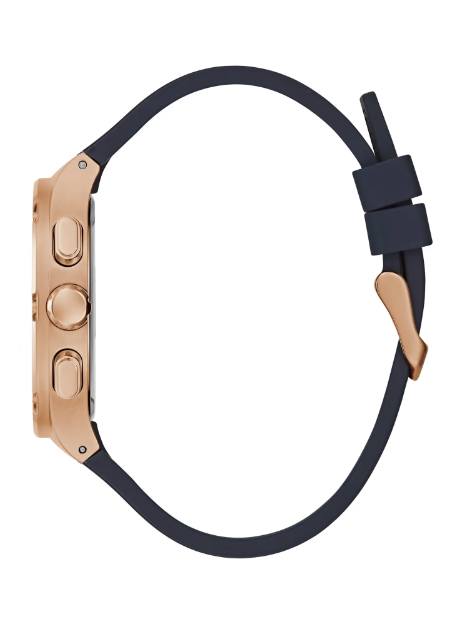 Rose gold watch sales with navy band