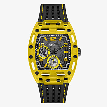 GUESS - YELLOW CASE BLACK SILICONE WATCH