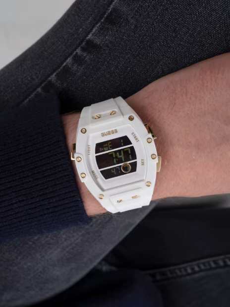 GUESS - Gold-Tone and White Digital Watch